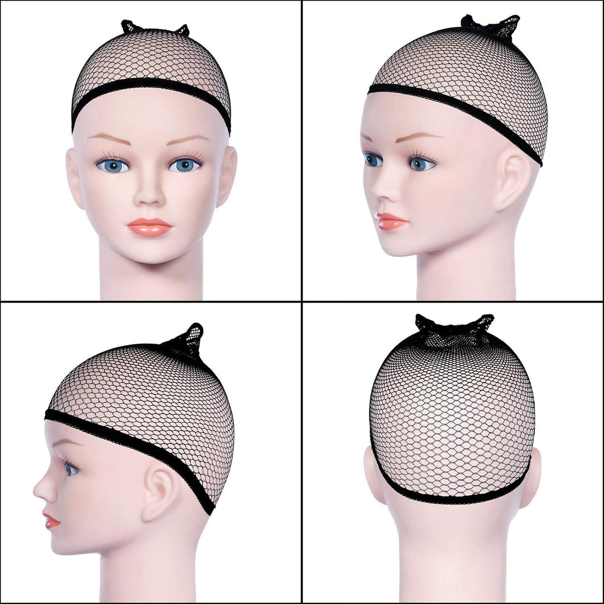 URAQT Haarnetz Wig Cap 4 Stk Nylon Hautfarbe Schwarz Mesh