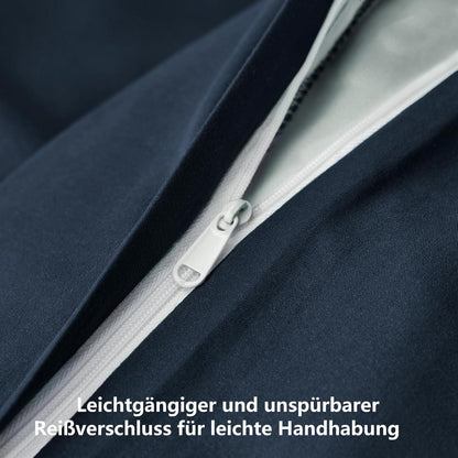 Bettwäsche 200x200 Dunkelblau Set mit Kissenbezügen