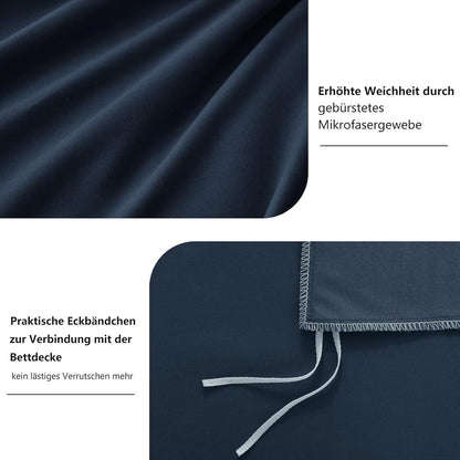 Bettwäsche 200x220 Blau 3tlg. Set Mikrofaser Bügelfrei Weich