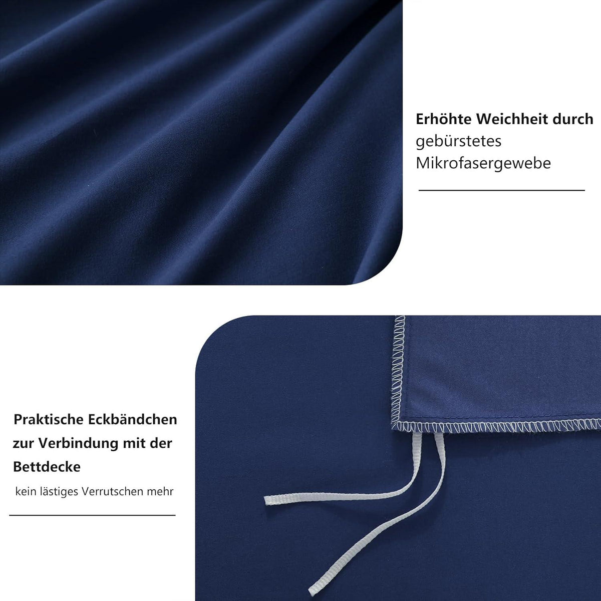 Bettwäsche 200x220 Dunkelblau Mikrofaser Set mit Kissenbezug