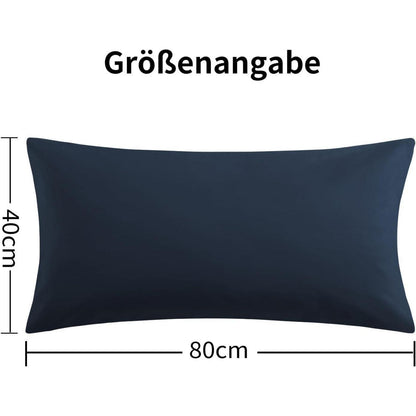 Kissenbezug 40x80 Blau 2er Set Mikrofaser Reißverschluss