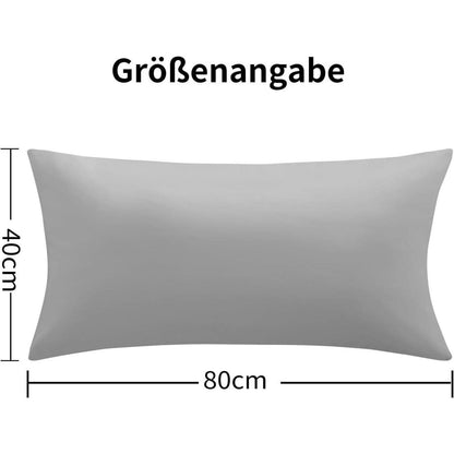 Kissenbezug 40x80 2er Set Grau Mikrofaser Reißverschluss
