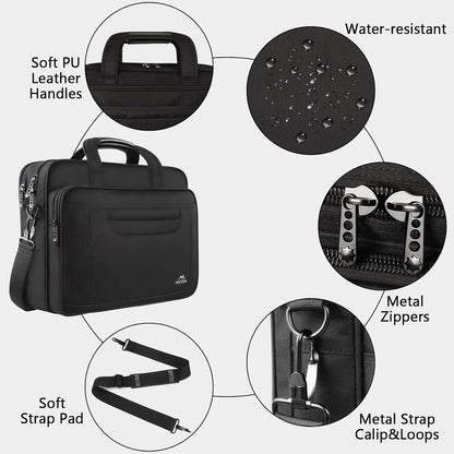 Laptoptasche 15,6 Zoll Aktentasche Herren Notebook Schwarz Business Umhänge