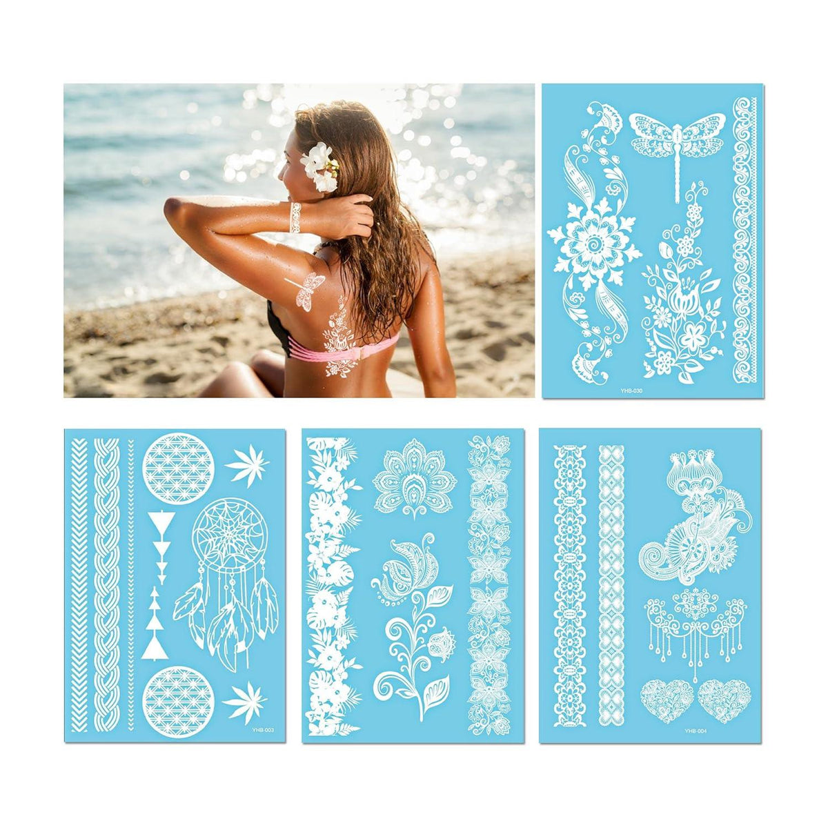 Temporäre Tattoos Körperkunst Wasserdicht Mädchen Frauen Urlaub (12