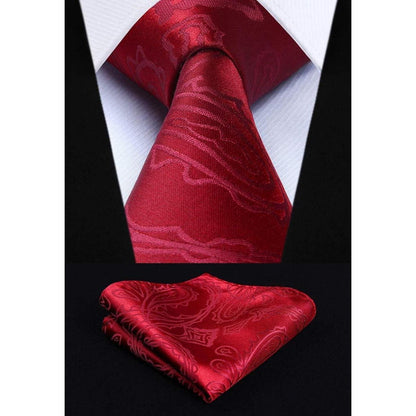 Herren Jacquard Weste Krawatte Einstecktuch Set 3XL Burgund