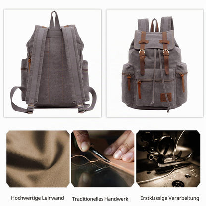 Leinwand Rucksack 15.6 Zoll Laptop Daypack Grau