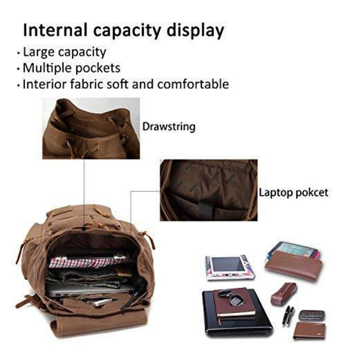 Leinwand Rucksack 15.6 Zoll – Daypack für Reisen & Alltag
