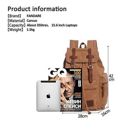 Leinwand Rucksack 15.6 Zoll – Daypack für Reisen & Alltag