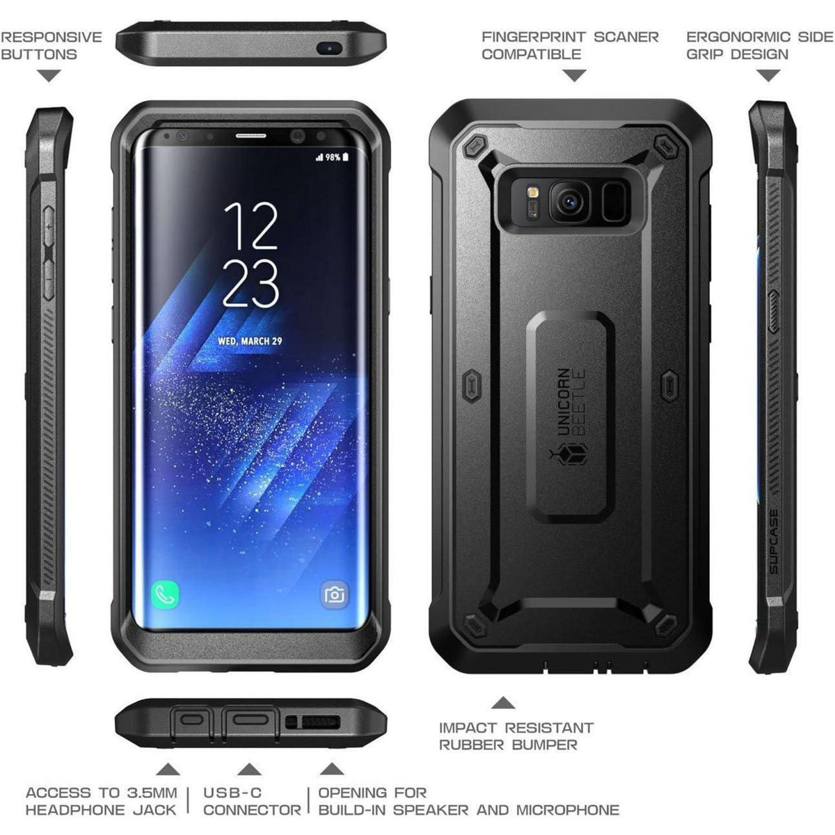 Schutzhülle für Samsung Galaxy S8 mit Gürtelclip & Displayschutz
