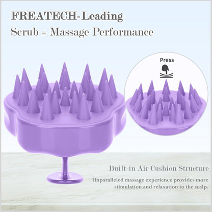 FReatech Kopfhaut Massagebürste Nass Trocken Shampoo Haarbürste Peeling Kopfmassage Silikonkamm Haarwurzel Schuppenfrei Haarwachstum Lila