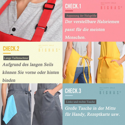 Verstellbare Kochschürze mit Tasche – Marineblau, XL