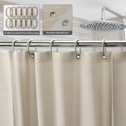 Duschvorhang Beige Wasserfest 180x200cm Anti-Schimmel