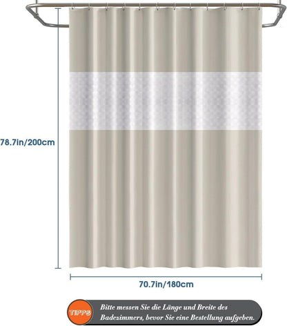 Duschvorhang Beige 180x200 cm Anti-schimmel Wasserdicht mit 12