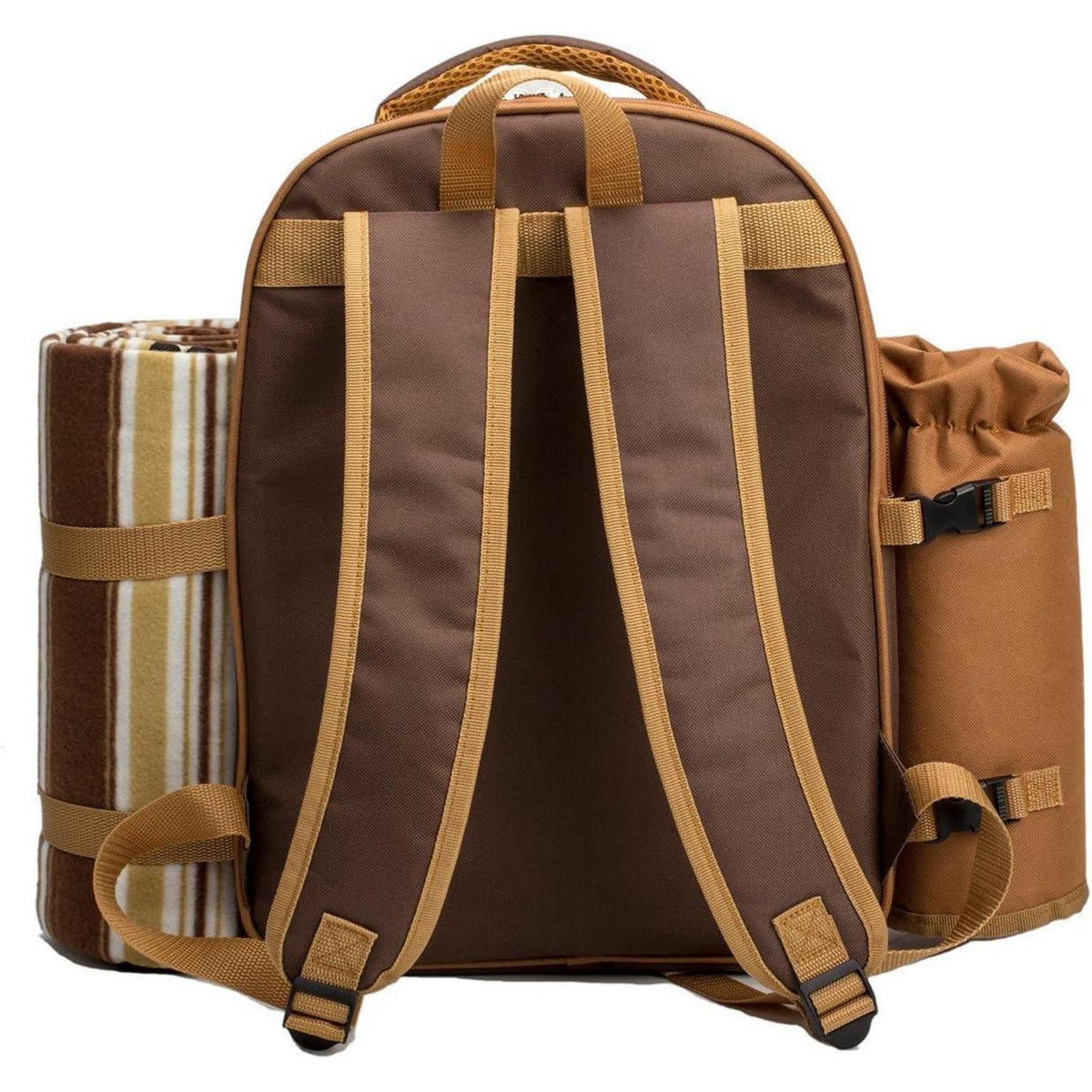 Picknickrucksack 4 Personen mit Set & Decke – Braun
