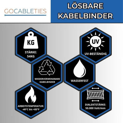 Wiederverschließbare Kabelbinder Schwarz 300mm - 100er Set