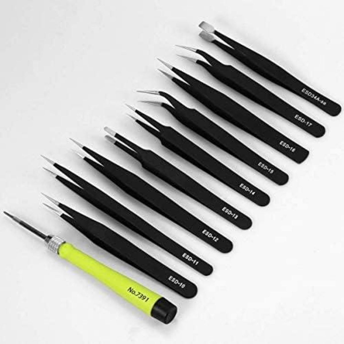 10PCS ESD Pinzetten Set Präzisions-Antistatik-Kit Edelstahl