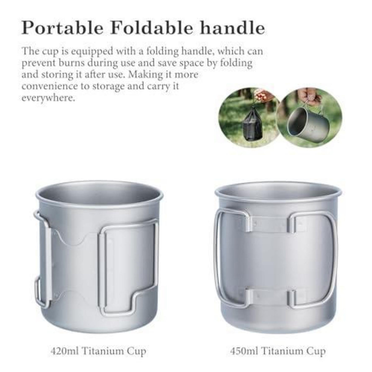 Titan Becher mit Deckel & Griff – Camping Tasse für Outdoor & Picknick