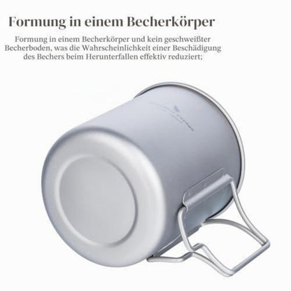 Titan Becher mit Deckel & Griff – Camping Tasse für Outdoor & Picknick