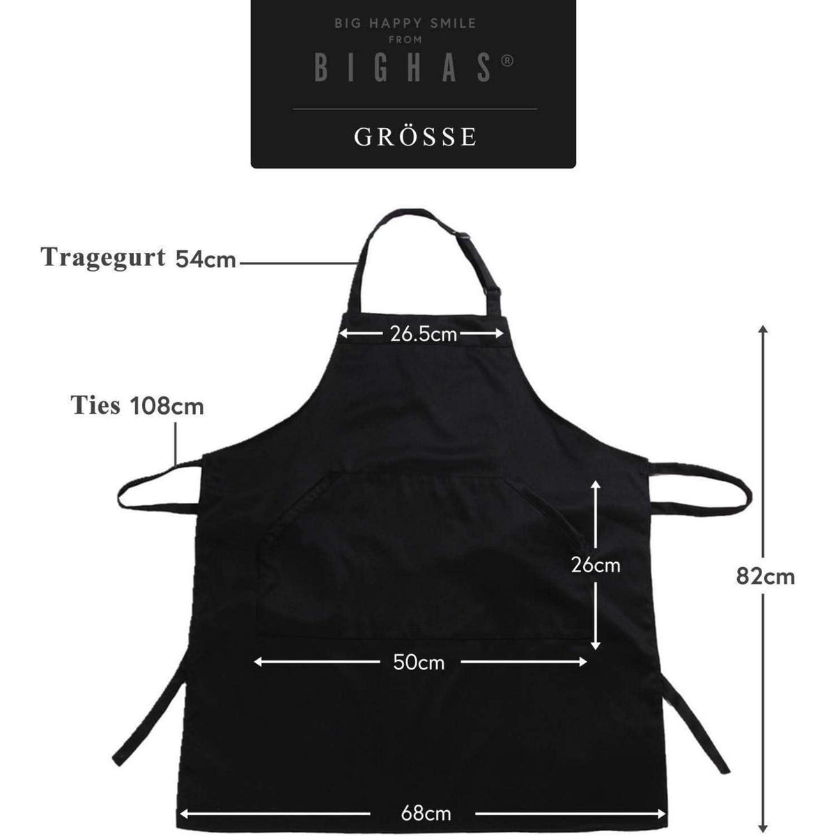 Verstellbare Kochschürze mit Tasche – Weiß XL