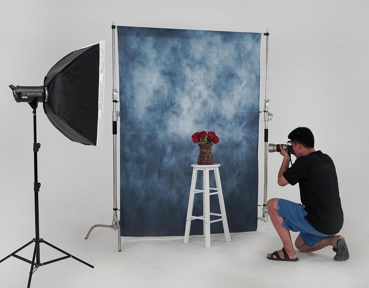 Blauer Mikrofaser Fotografiehintergrund 3x3m Porträt