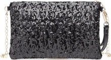 Miss Lulu Mini Pailletten Clutch Umhängetasche Damen Blau