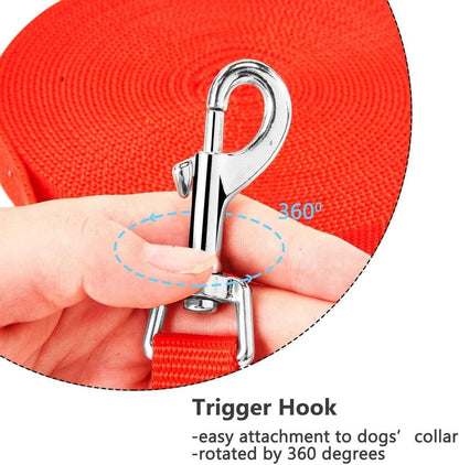 Schleppleine Hund 20m Nylon Robust Wetterfest Trainingsleine D-Karabiner - Rot