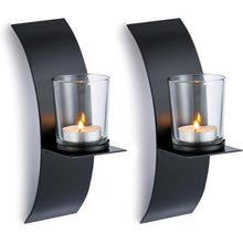 2er Set Wand Kerzenhalter Schwarz Metall Teelichthalter