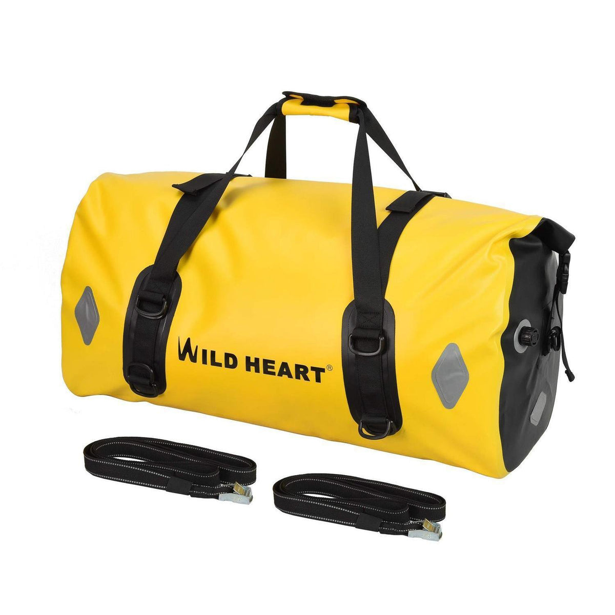 Wasserdichte Motorradtasche 55L/66L/77L Gelb mit Roll-Top Verschluss