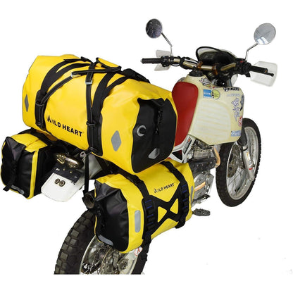 Wasserdichte Motorradtasche 55L/66L/77L Gelb mit Roll-Top Verschluss