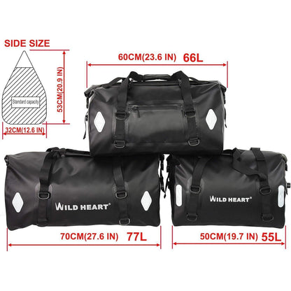Wasserdichte Motorradtasche 55L/66L/77L Gelb mit Roll-Top Verschluss