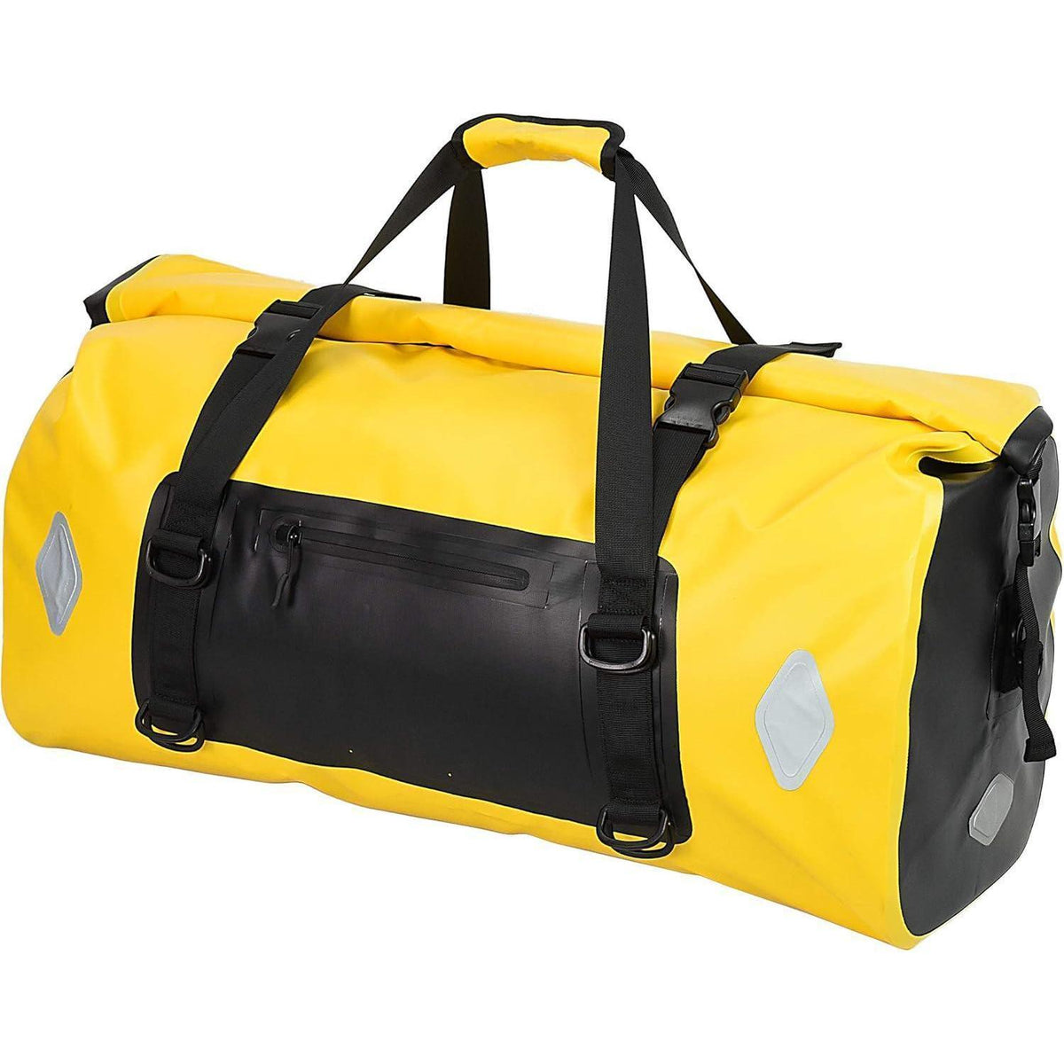 Wasserdichte Motorradtasche 55L/66L/77L Gelb mit Roll-Top Verschluss