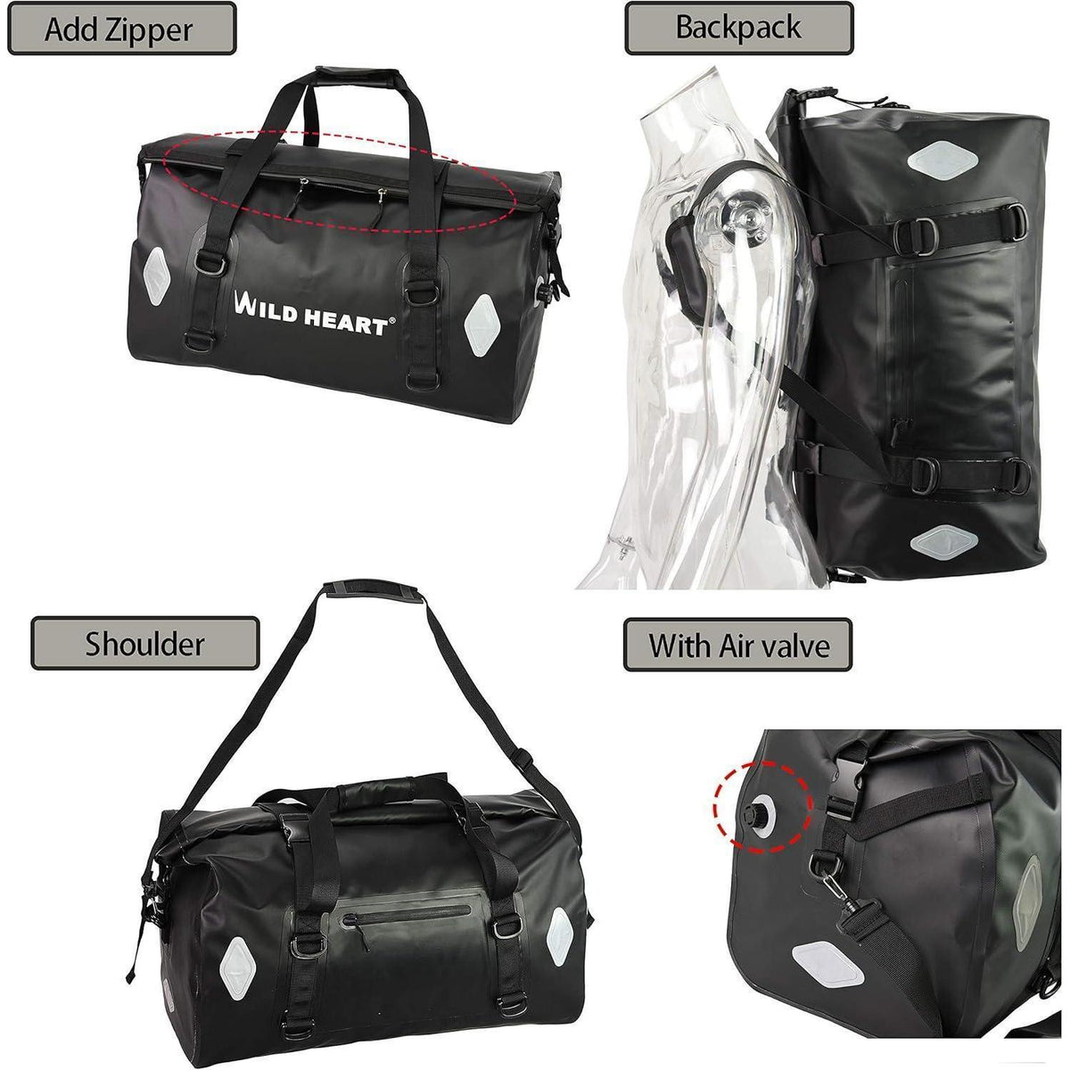 Wasserdichte Motorradtasche 55L/66L/77L – Robust & Vielseitig