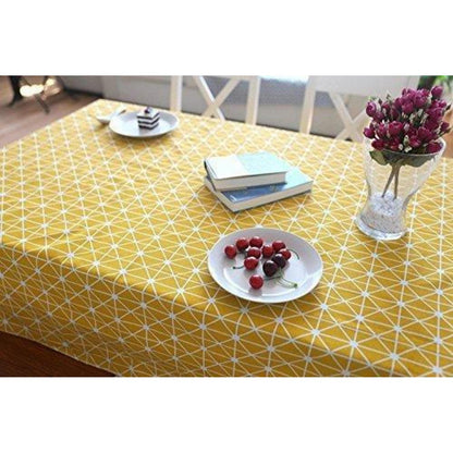 Baumwoll-Leinen Tischdecke Rechteckig Gelb 140x140 cm
