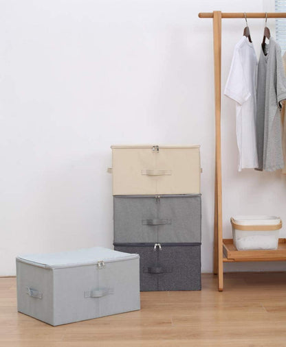 Zusammenklappbare Aufbewahrungsbehälter mit Deckel, Beige, 2er-Set