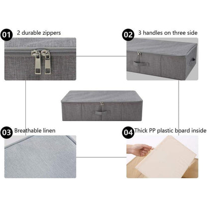 Faltbare Unterbett-Aufbewahrungsbox mit Deckel, dunkelgrau