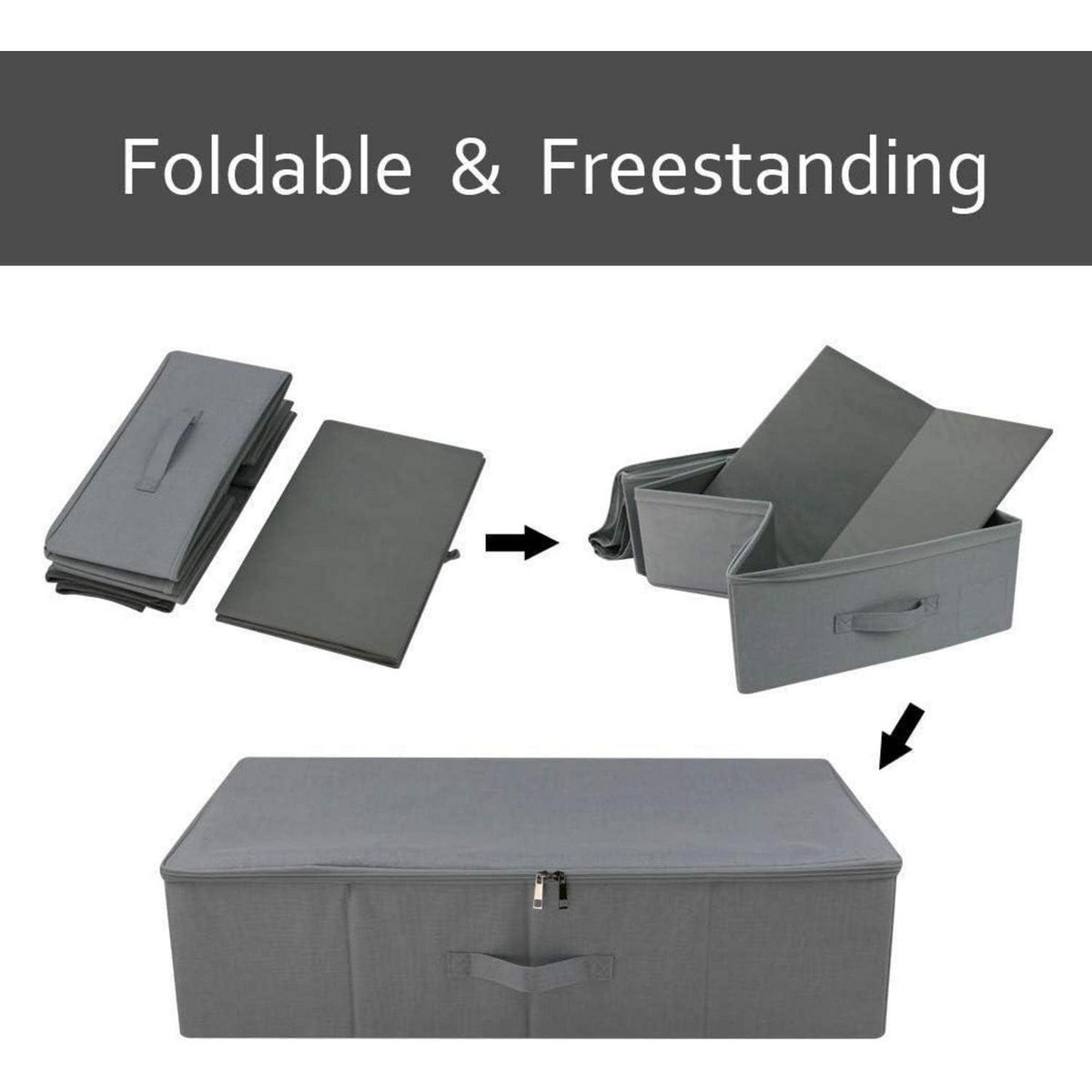 Faltbare Unterbett-Aufbewahrungsbox mit Deckel, dunkelgrau