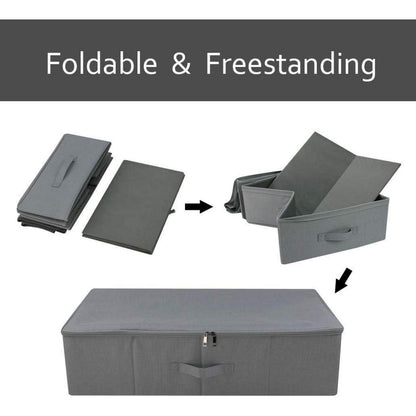 Faltbare Unterbett-Aufbewahrungsbox mit Deckel, dunkelgrau