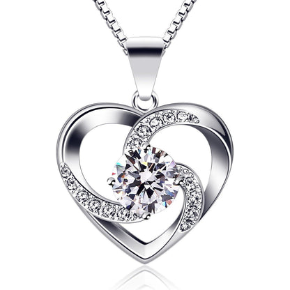 B.Catcher Herz Kette Damen 925 Sterling Silber Zirkonia 45CM