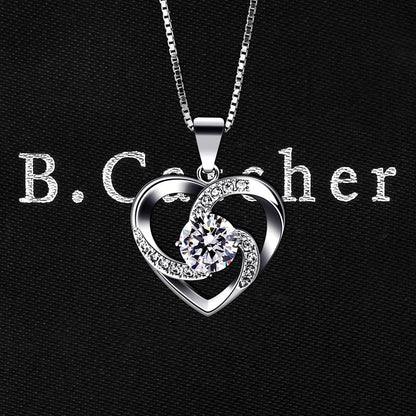 B.Catcher Herz Kette Damen 925 Sterling Silber Zirkonia 45CM