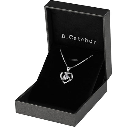 B.Catcher Herz Kette Damen 925 Sterling Silber Zirkonia 45CM