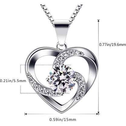 B.Catcher Herz Kette Damen 925 Sterling Silber Zirkonia 45CM