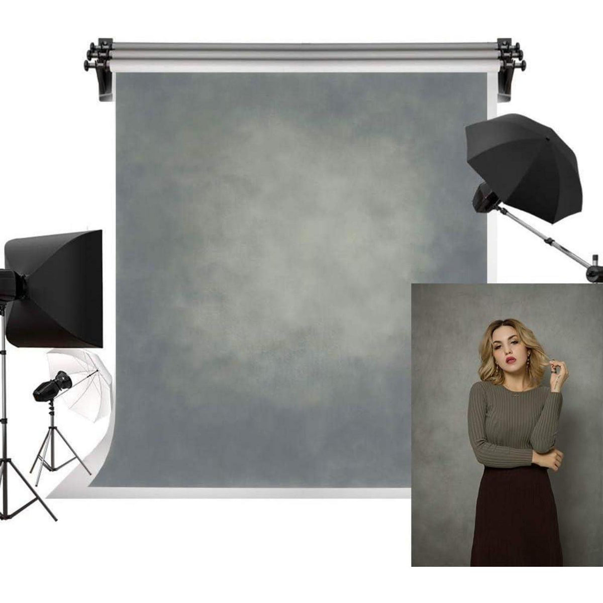 Fotohintergrund Grau 2.5x2.5m Mikrofaser Vintage Studio