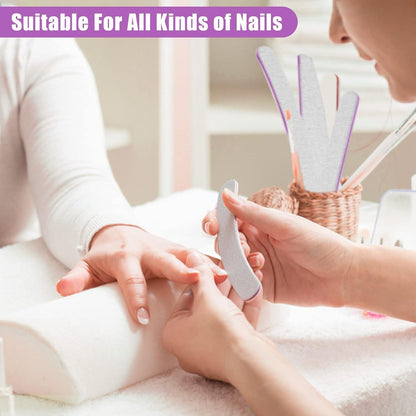 50x Profi Nagelfeilen 100/180 für Gelnägel Maniküre Nagelkunst Grau Lila