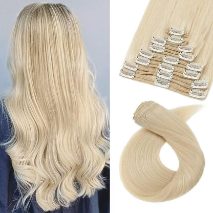 Echthaar Clip-Ins Blond 55 cm – Remy Hair, Volle Länge