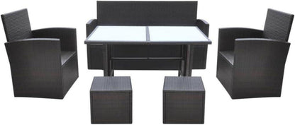 Gartenmöbel Set 6-tlg. Rattan Braun Sitzgruppe mit Kissen