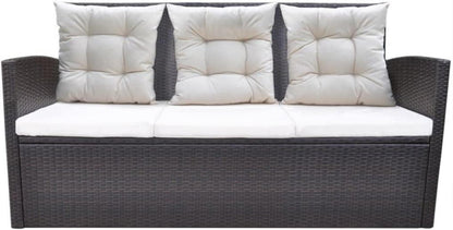 vidaXL Gartenmöbel Set 7-TLG. Rattan Braun Sitzgruppe mit Polstern