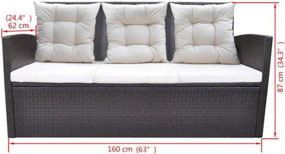vidaXL Gartenmöbel Set 7-TLG. Rattan Braun Sitzgruppe mit Polstern