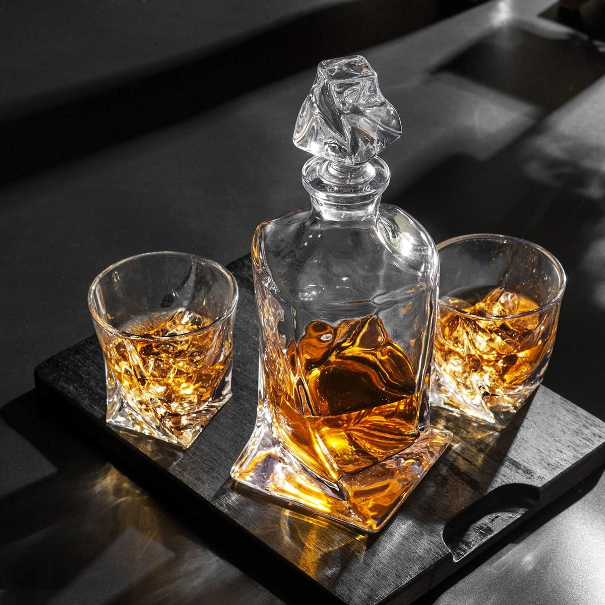 Kristall Whisky Dekanter Set 7-teilig Bleifrei 800ml Karaffe 6x 300ml Gläser