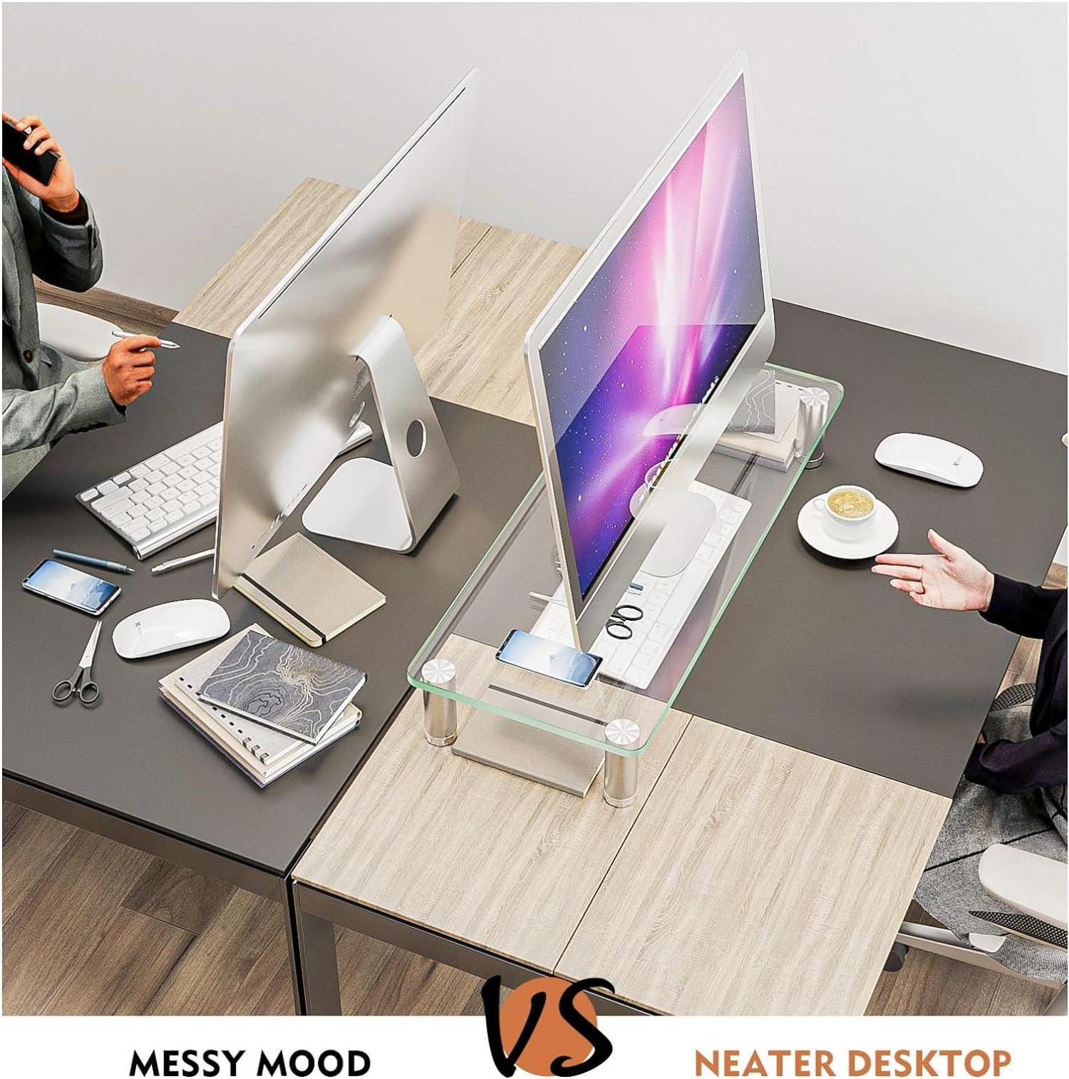 Monitorständer aus Glas mit Höhenverstellung - Ergonomischer Laptopständer