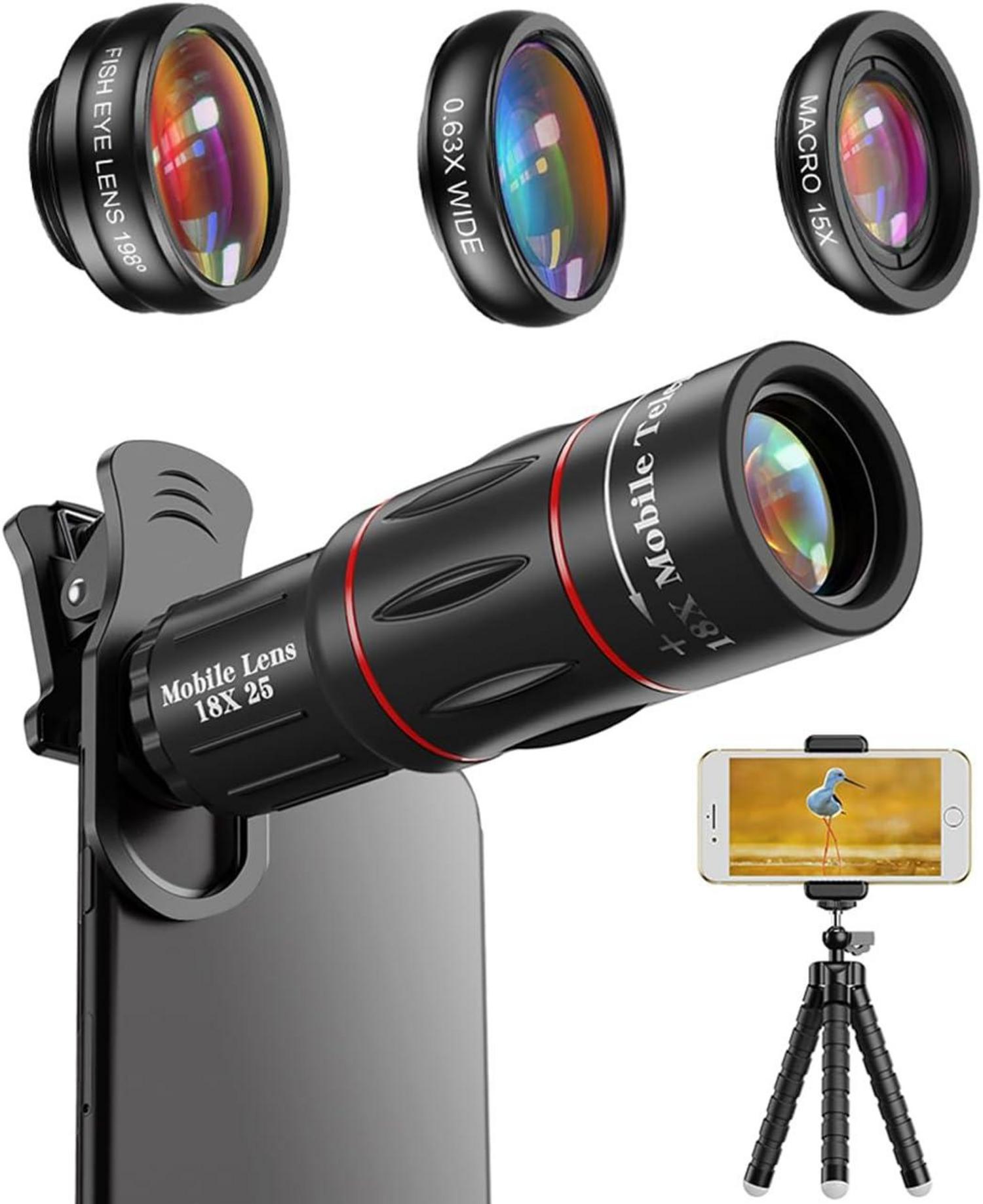 APEXEL Camera Lens Kit 18x Monocular Telescope 0,63x Weitwinkel 15x